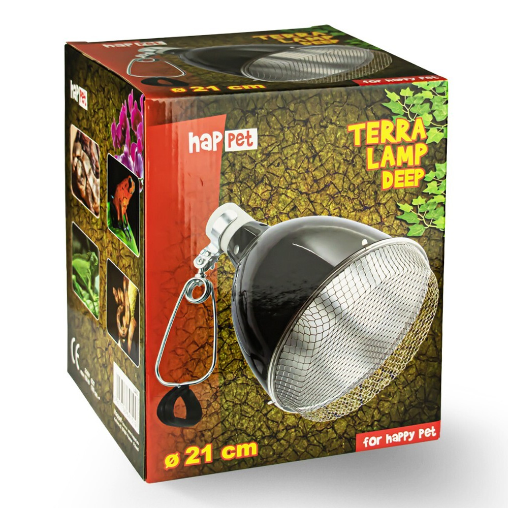 Happet Klosz Lampy z Siatką 21cm Głęboki do Terrarium Oprawa Ceramiczna E27 max. 120W